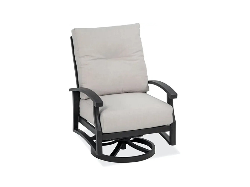 FAUTEUIL DE CLUB PIVOTANT DE PATIO LODGE EN ALUMINIUM BRONZE VIEILLI AVEC COUSSINS  