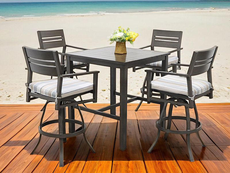 ENSEMBLE DE 5 TABOURETS DE BAR PIVOTANTS EN ALUMINIUM POUR PATIO ASPECT 