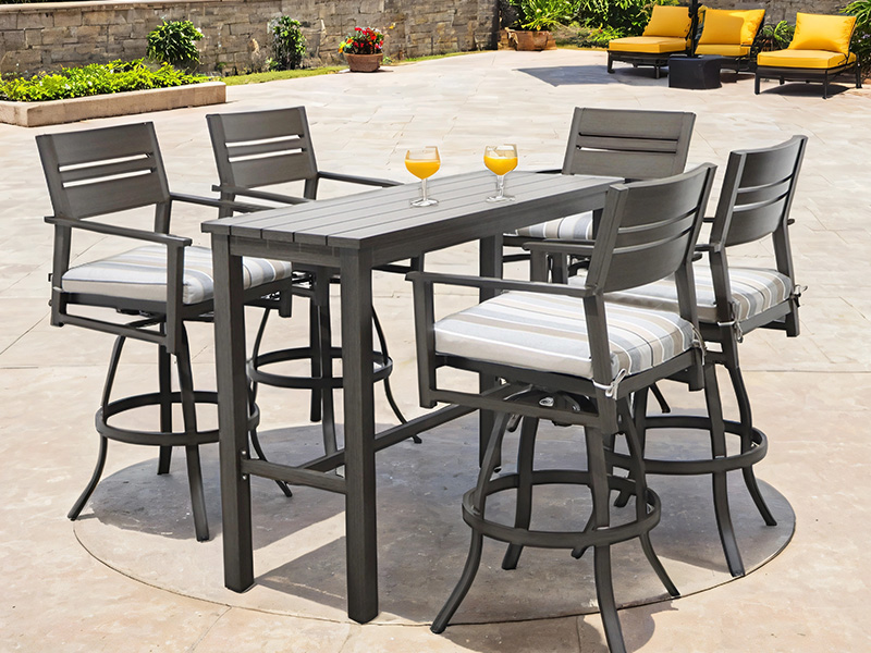 ENSEMBLE DE 6 TABOURETS DE BAR PIVOTANTS EN ALUMINIUM POUR PATIO ASPECT