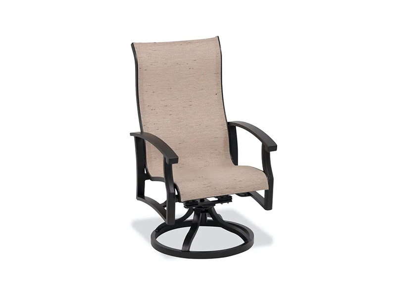 CHAISE À MANGER LODGE EN ALUMINIUM BRONZE VIEILLI AVEC TRESSES ÉLASTIQUES